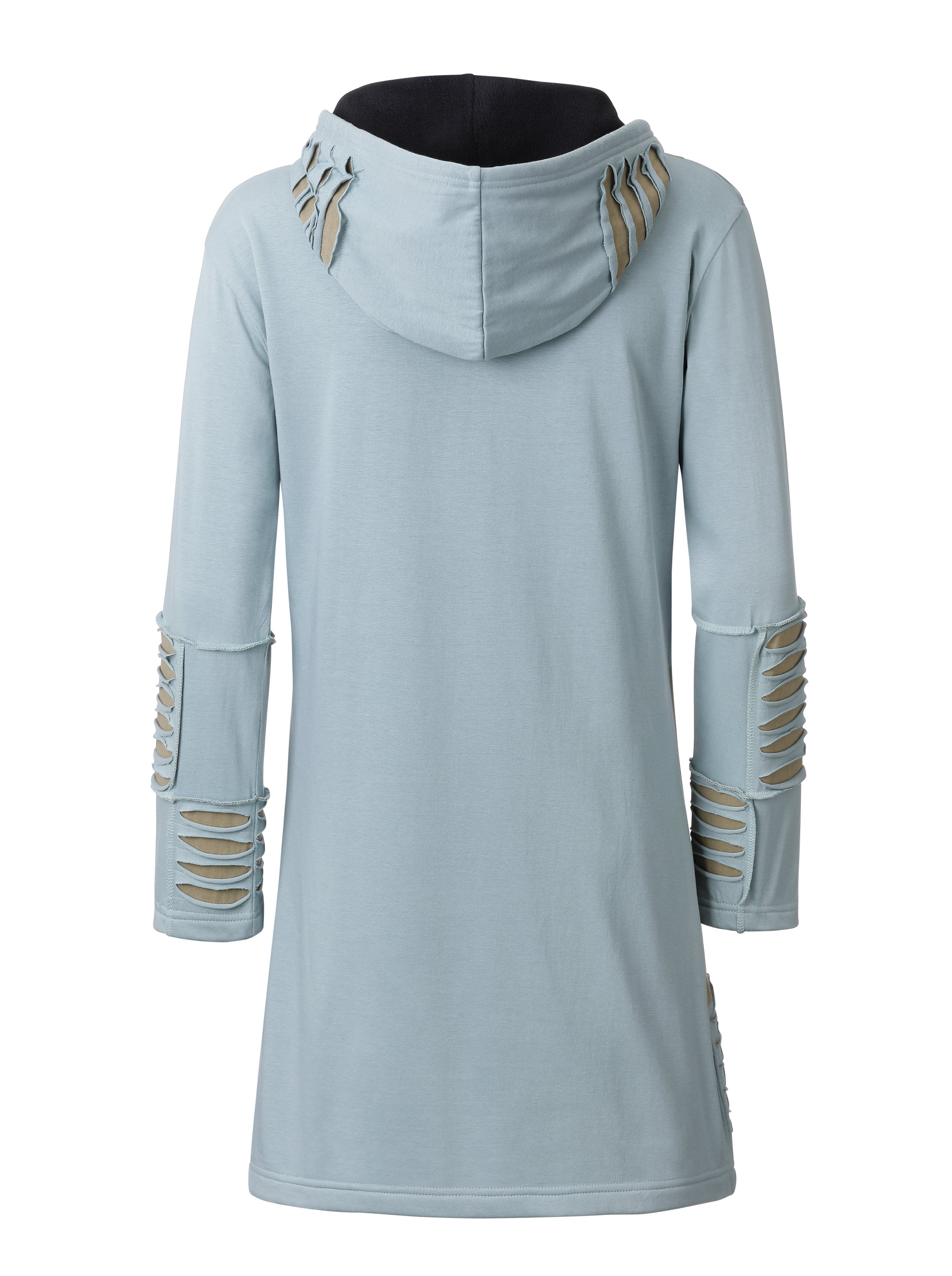 Ankerglut Stern Damen Patchwork Mantel große Größen – Sky Blue