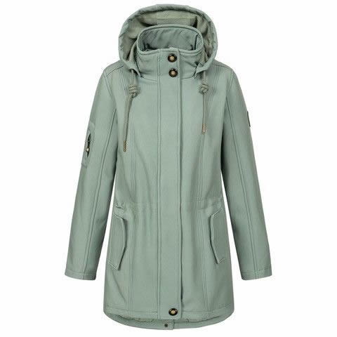 Ankerglut Seesternhimmel Damen Softshell Mantel in großen Größen – Olive
