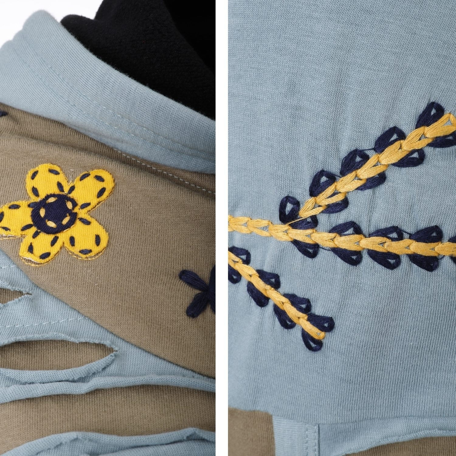 Ankerglut Stern Damen Patchwork Mantel große Größen – Sky Blue