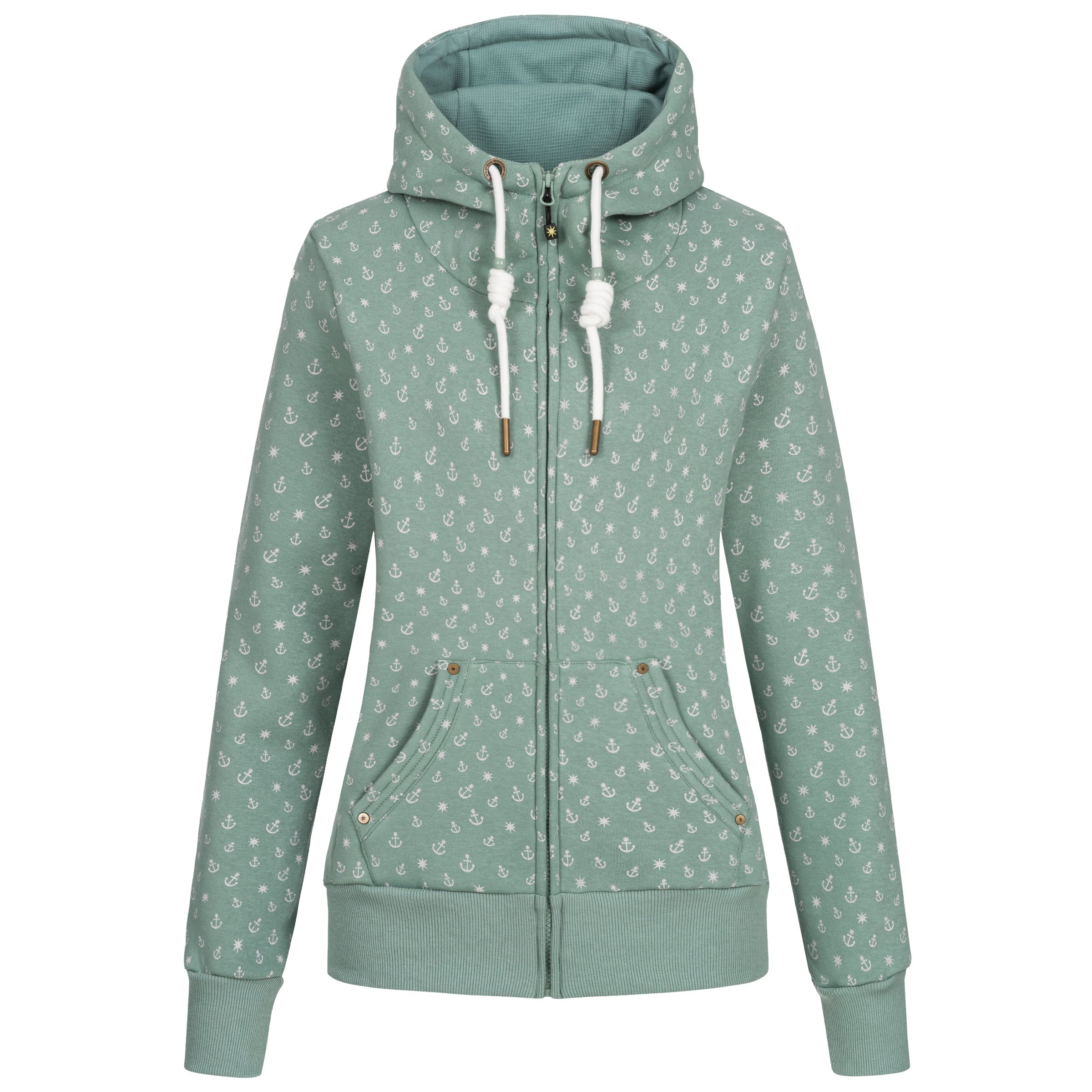 Ankerglut Freundschaft Damen Sweatshirt Jacke in großen Größen – Grau