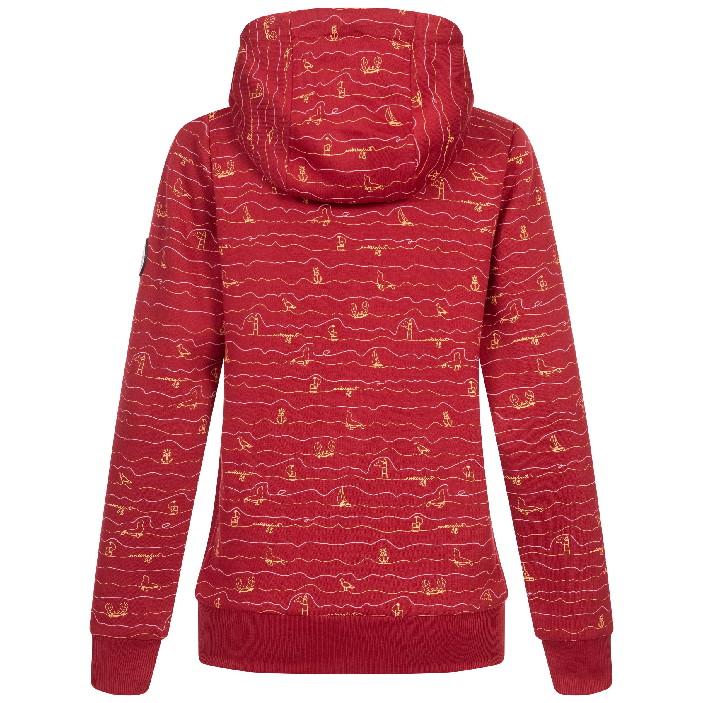 Ankerglut Welle Damen Hoodie große Größen – Rot