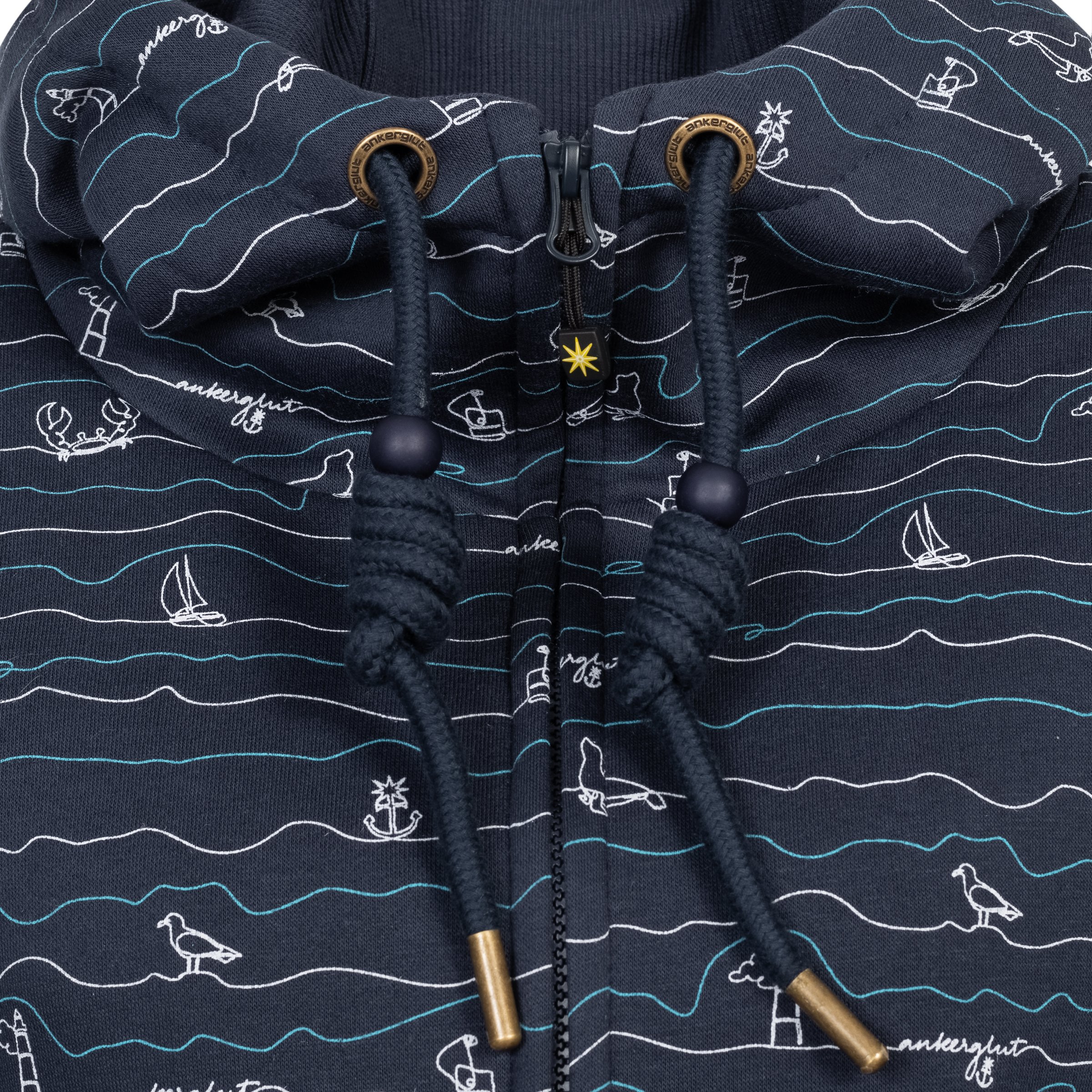 Ankerglut Welle Damen Hoodie große Größen – Navy