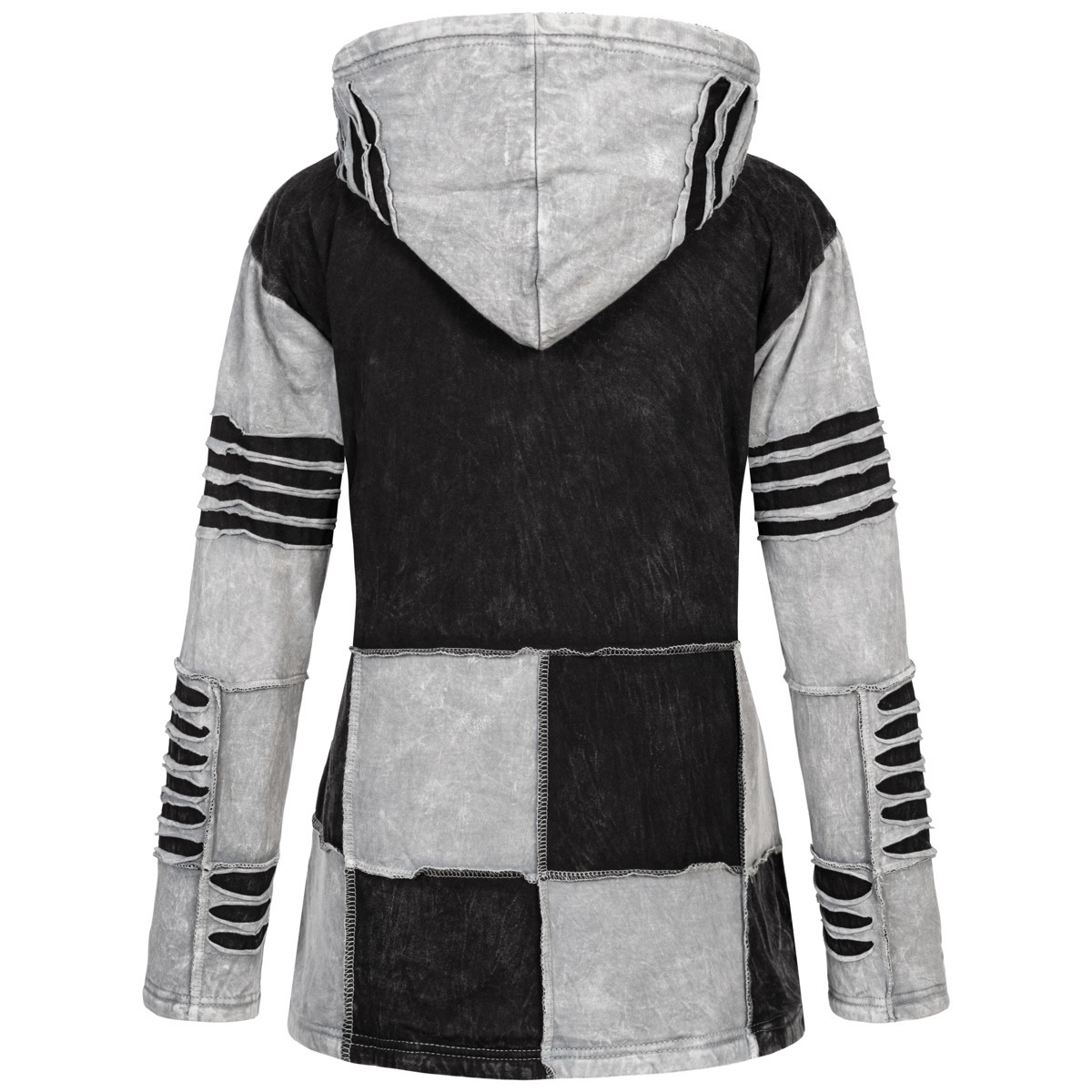 Ankerglut Nepalliebe Damen Patchwork Jacke Handarbeit in großen Größen – Grau