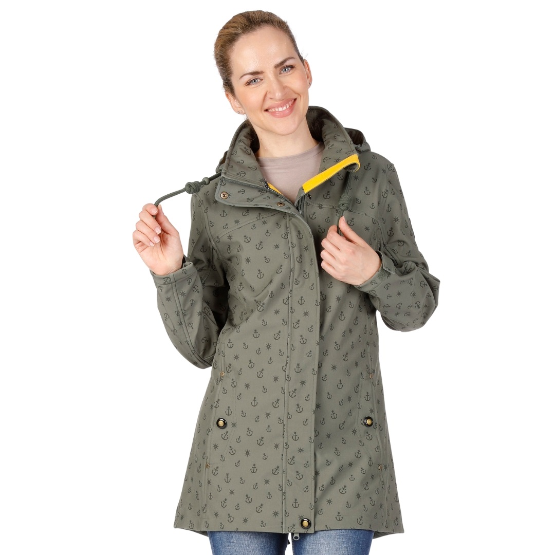 Ankerglut Schnuppe Damen Softshellmantel in großen Größen – Olive