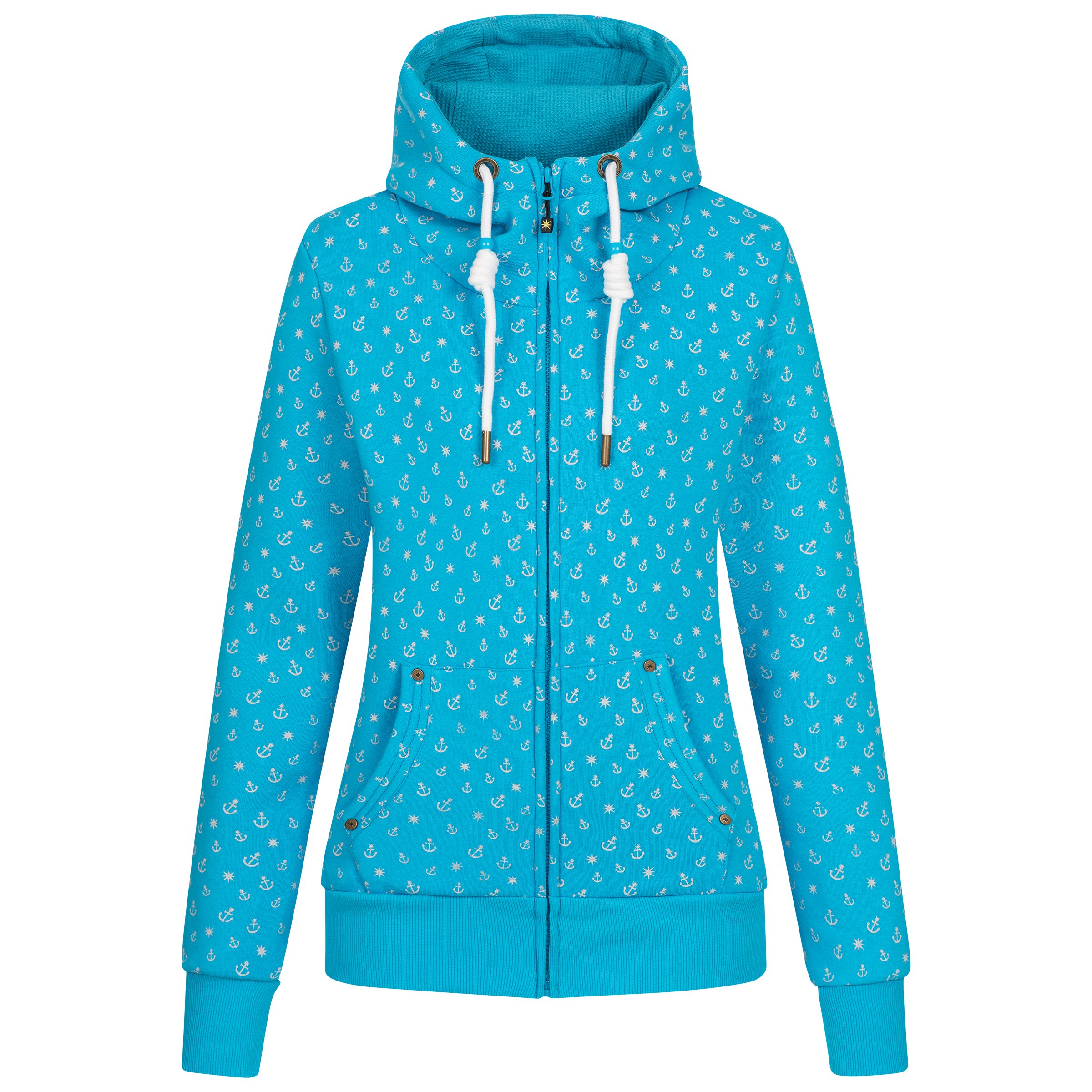 Ankerglut Freundschaft Damen Sweatshirt Jacke in großen Größen – Blau
