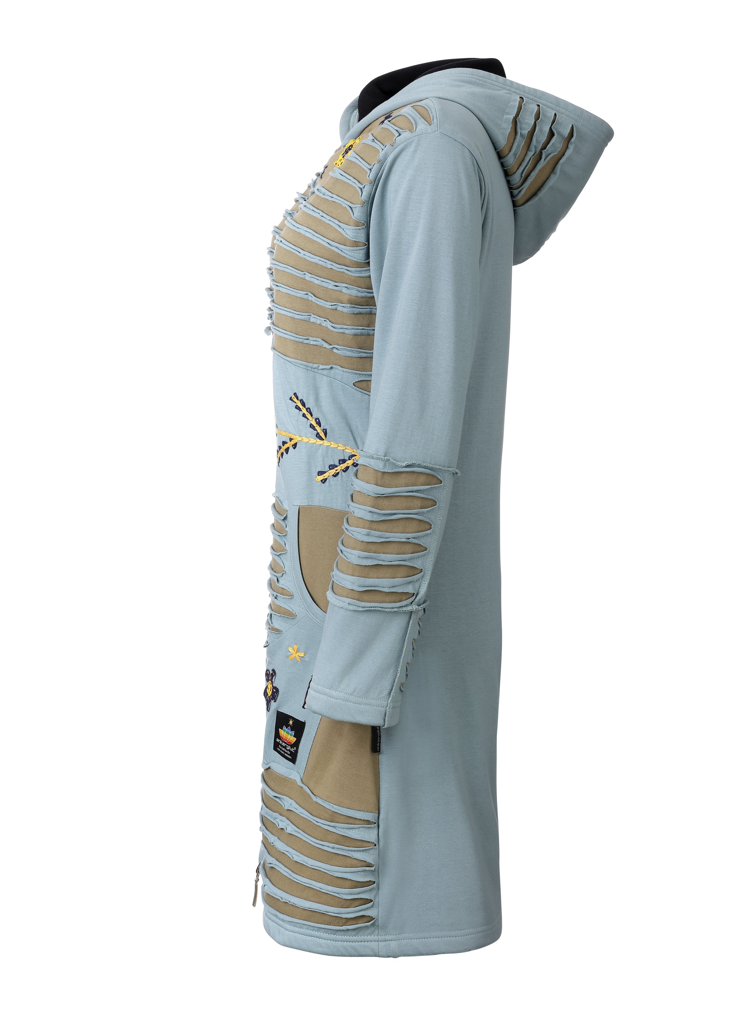 Ankerglut Stern Damen Patchwork Mantel große Größen – Sky Blue