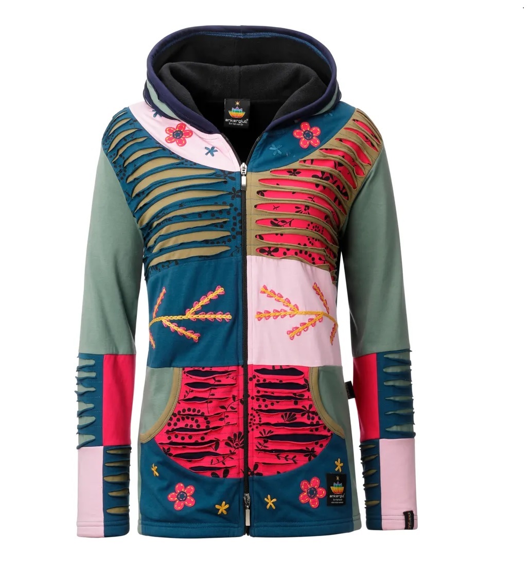 Ankerglut Sonne Damen Patchwork Jacke in großen Größen – Dizzy