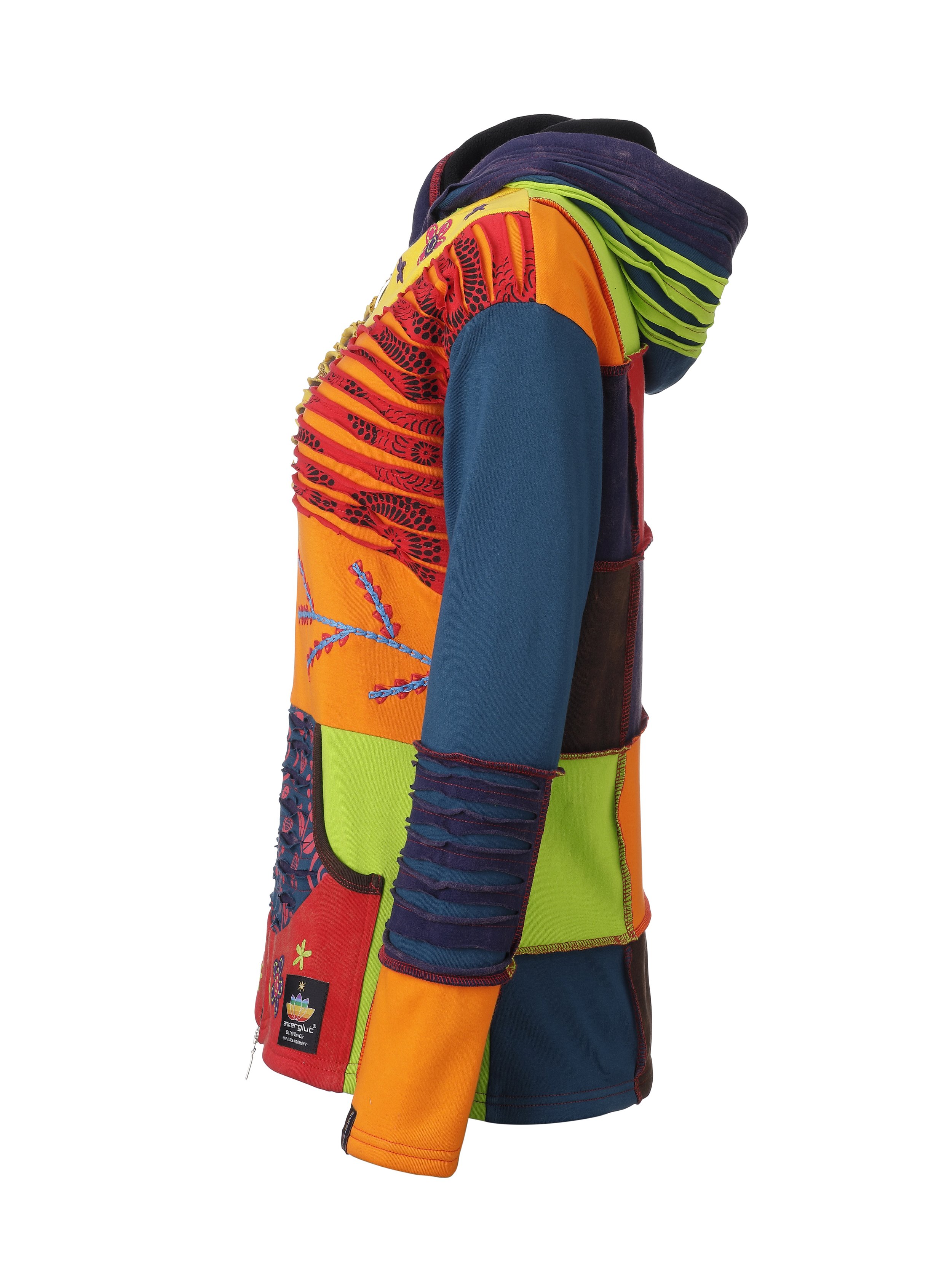 Ankerglut Sonne Damen Patchwork Jacke in großen Größen – Multi Color