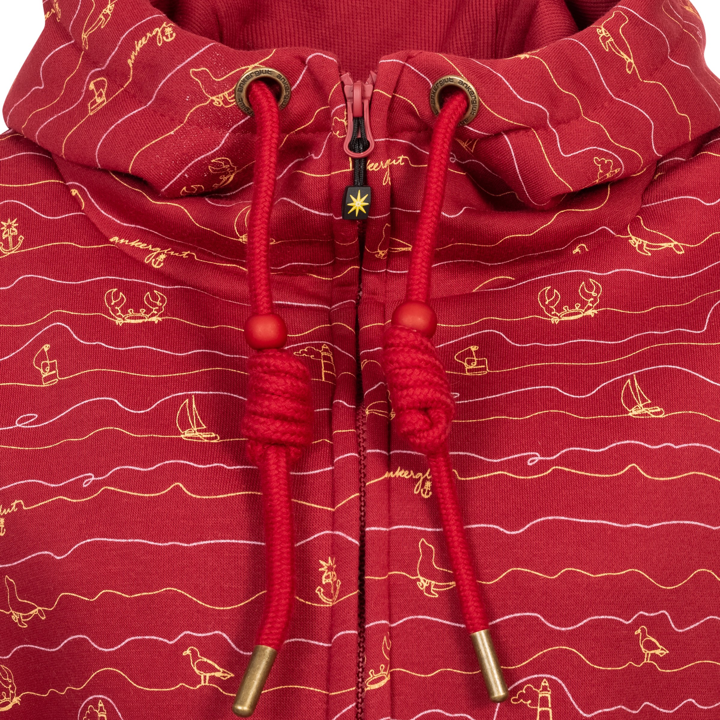 Ankerglut Welle Damen Hoodie große Größen – Rot