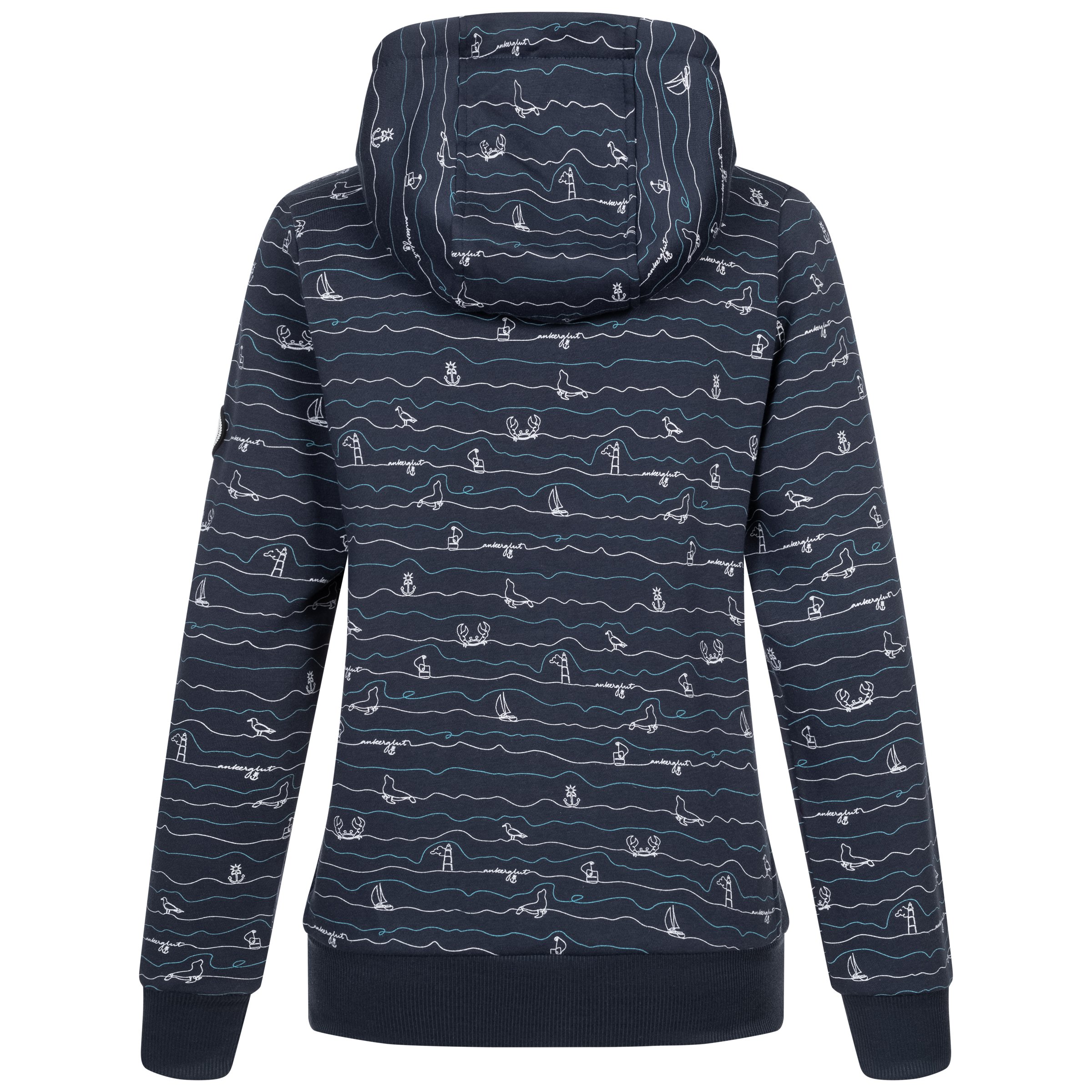 Ankerglut Welle Damen Hoodie große Größen – Navy