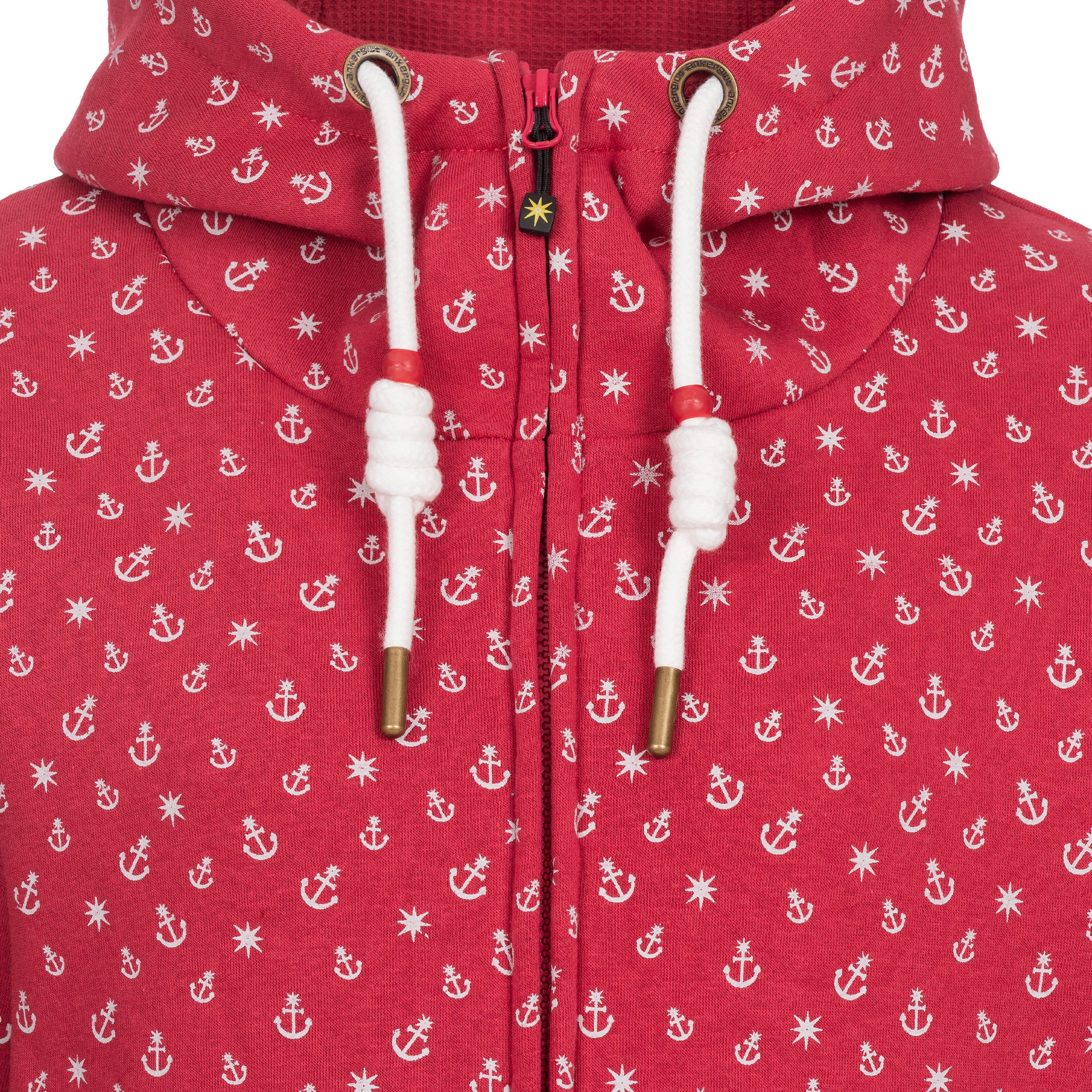 Ankerglut Freundschaft Damen Sweatshirt Jacke in großen Größen – Rot
