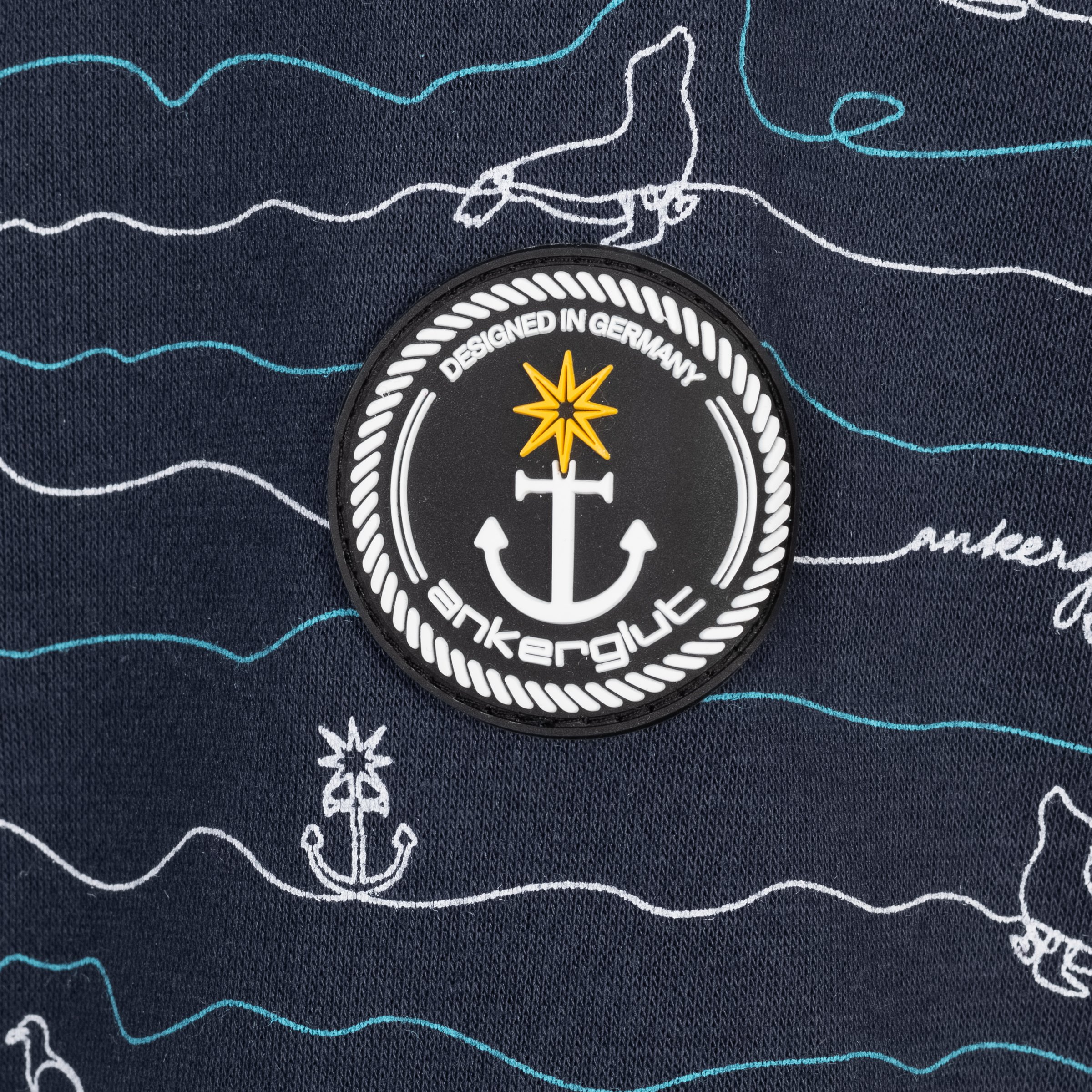 Ankerglut Welle Damen Hoodie große Größen – Navy