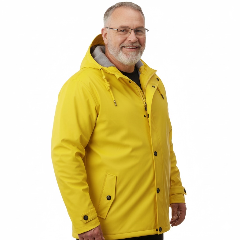 Ankerglut Frost Herren Regenjacke gefüttert in großen Größen – Gelb
