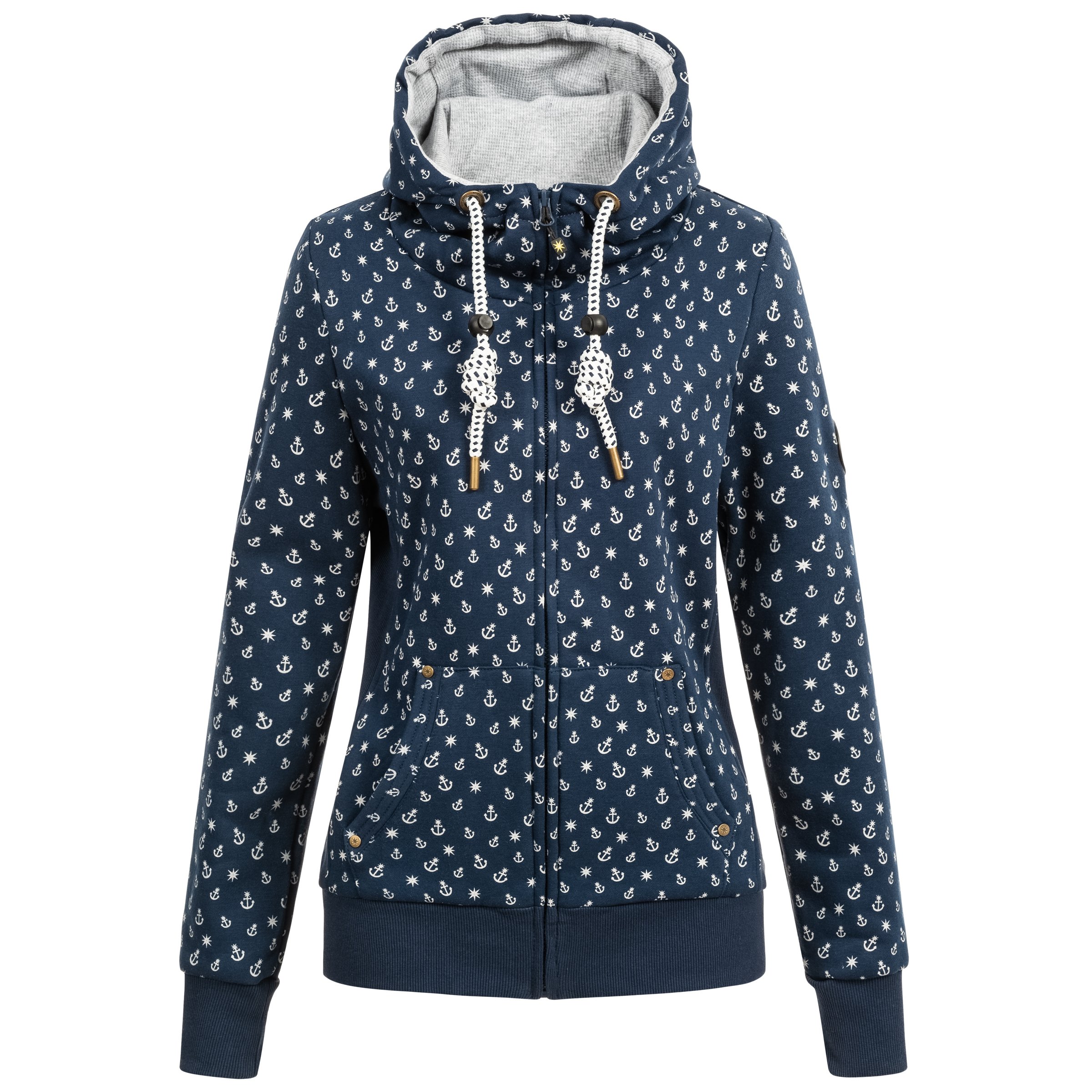 Ankerglut Freundschaft Damen Sweatshirt Jacke in großen Größen – Navy