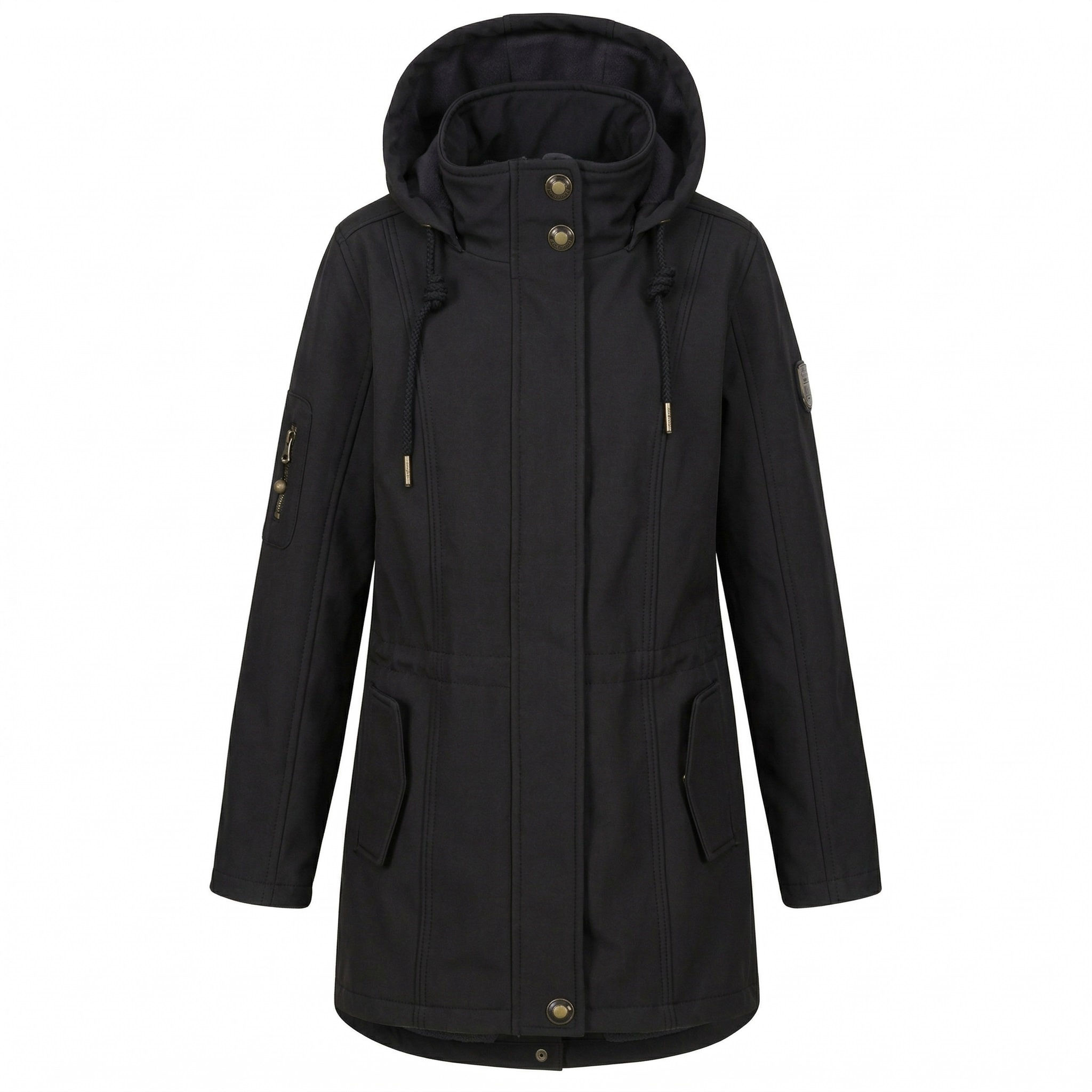 Ankerglut Seesternhimmel Damen Softshell Mantel in großen Größen – Schwarz
